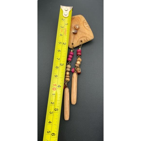 Vintage Handmade Boho Natural Beauty Wood / Wooden Dangle Brooch - Picture 3 of 4